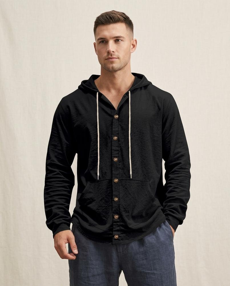 Lands Fashion - Tiven | Hooded Button-Front Shirt Men