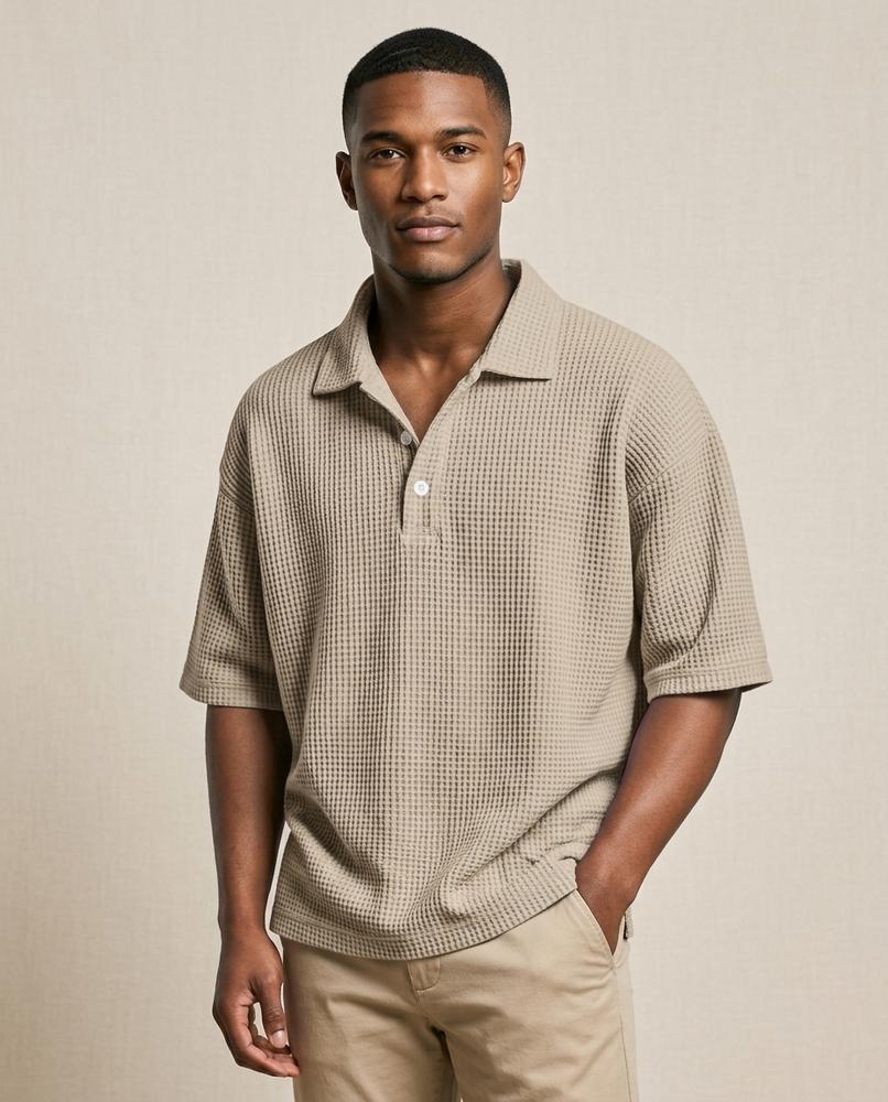 Lands Fashion - Ellan | Waffle-Knit Short-Sleeved Shirt Men