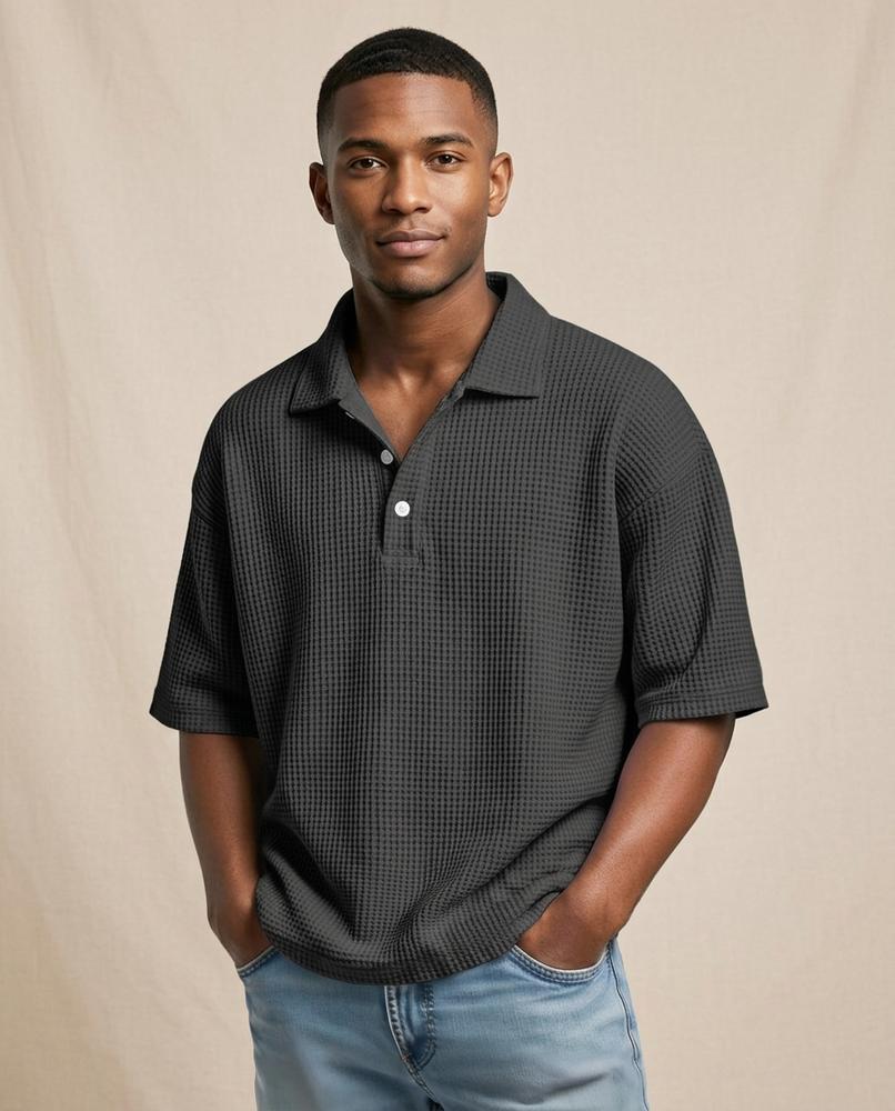 Lands Fashion - Ellan | Waffle-Knit Short-Sleeved Shirt Men