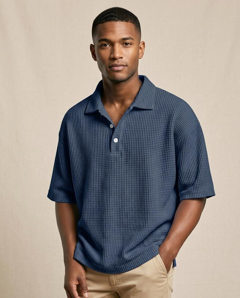 Lands Fashion - Ellan | Waffle-Knit Short-Sleeved Shirt Men