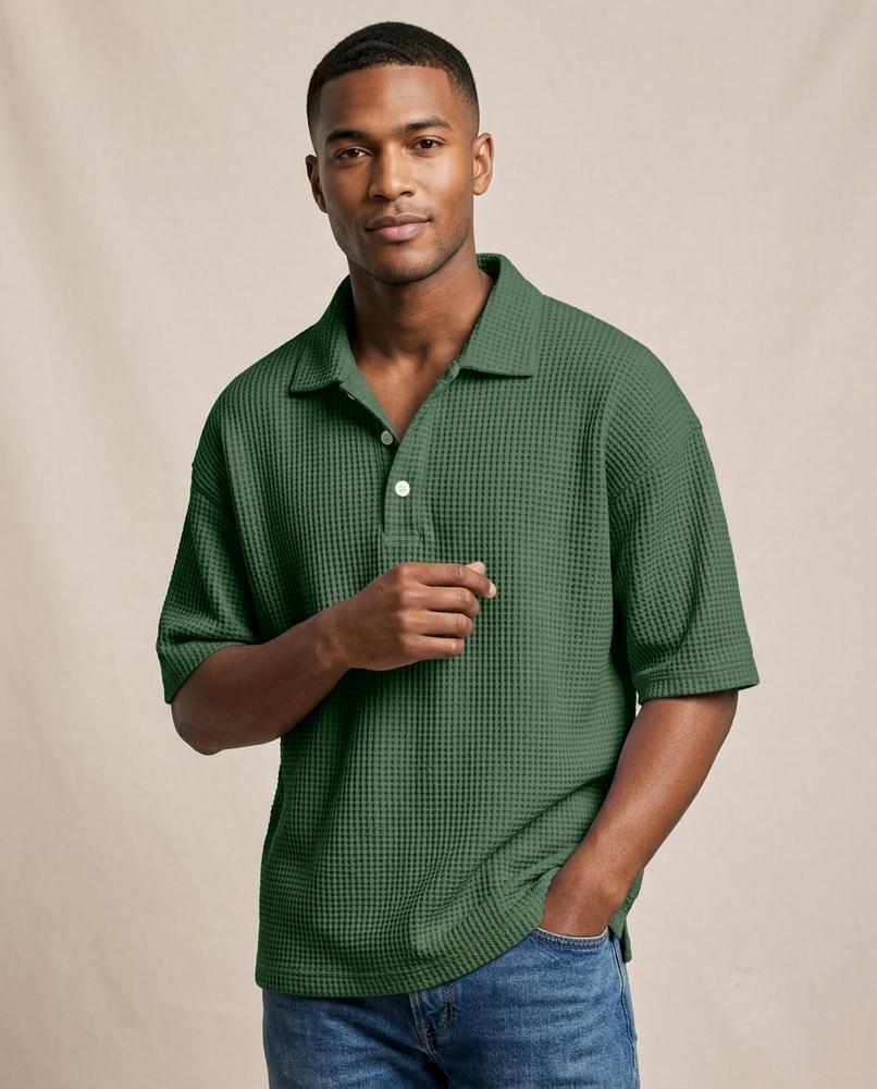 Lands Fashion - Ellan | Waffle-Knit Short-Sleeved Shirt Men
