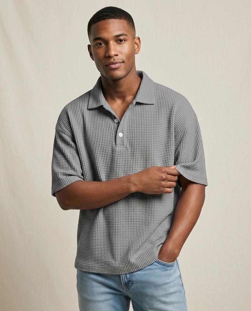 Lands Fashion - Ellan | Waffle-Knit Short-Sleeved Shirt Men