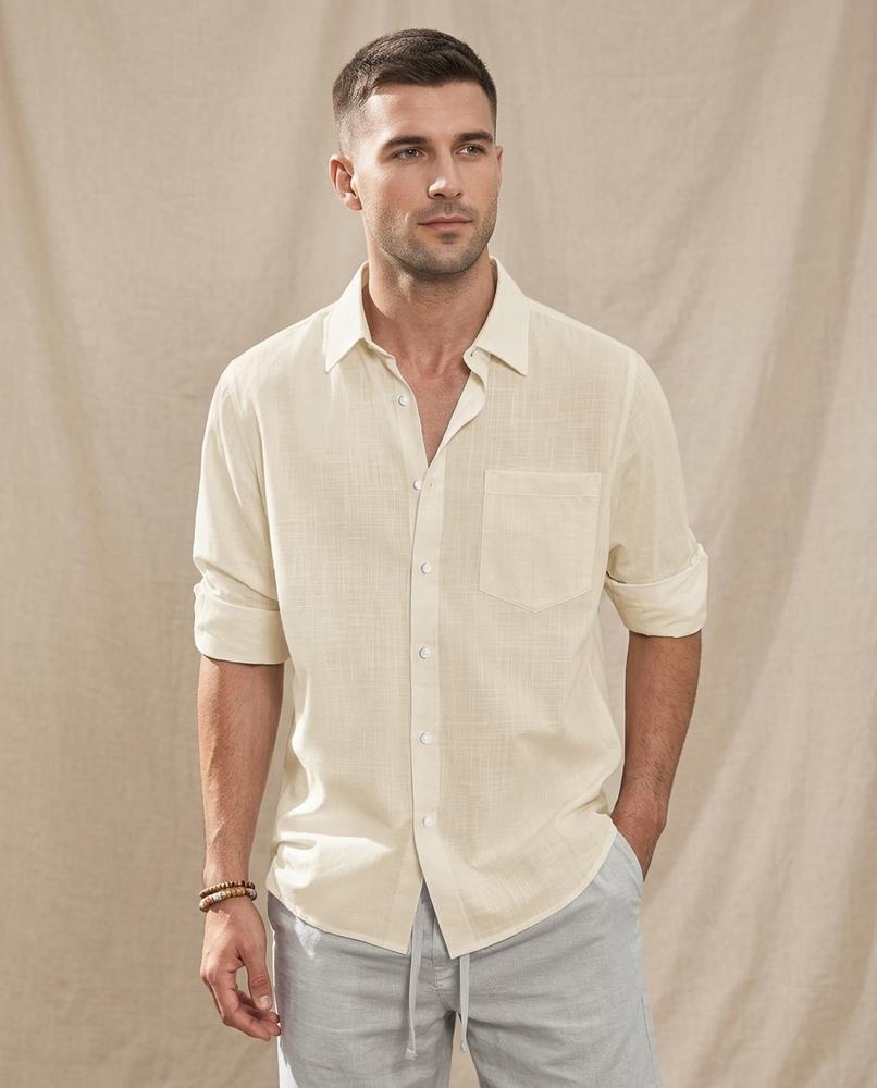 Lands Fashion - Elram | Linen-Blend Slim Fit Shirt Men