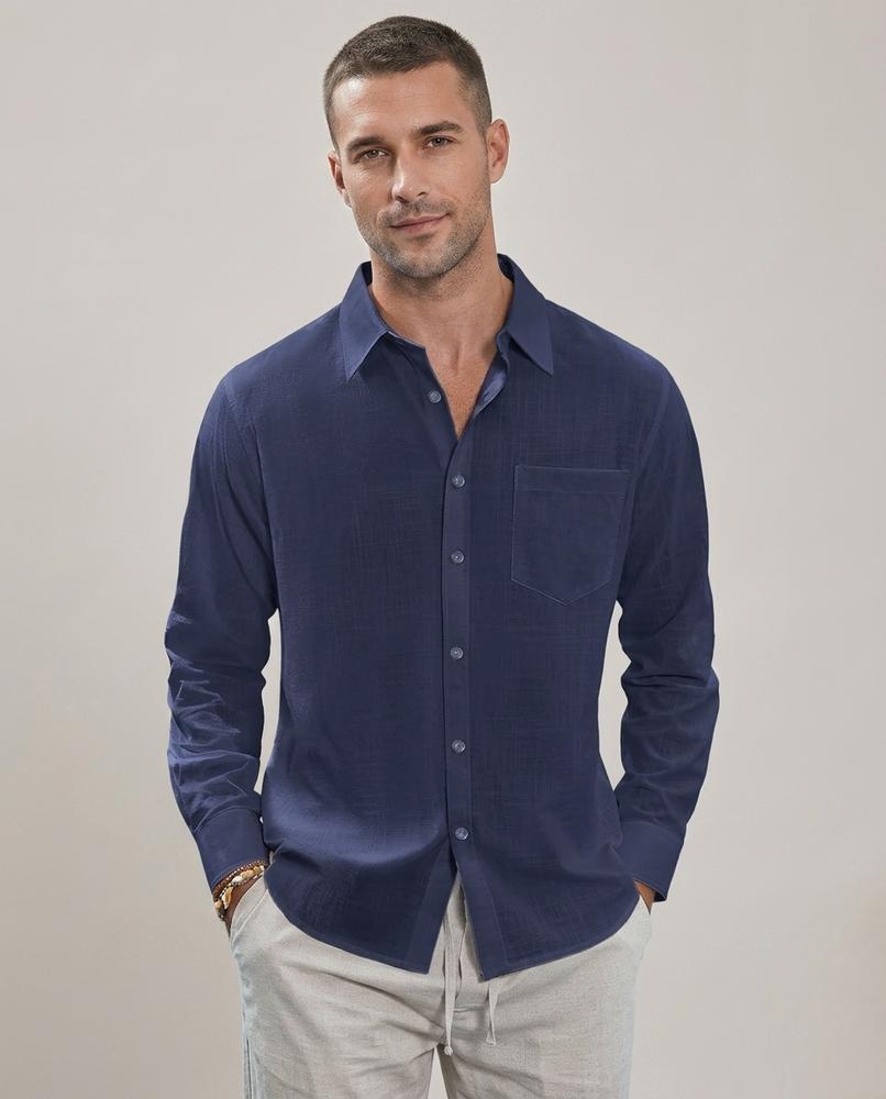 Lands Fashion - Elram | Linen-Blend Slim Fit Shirt Men