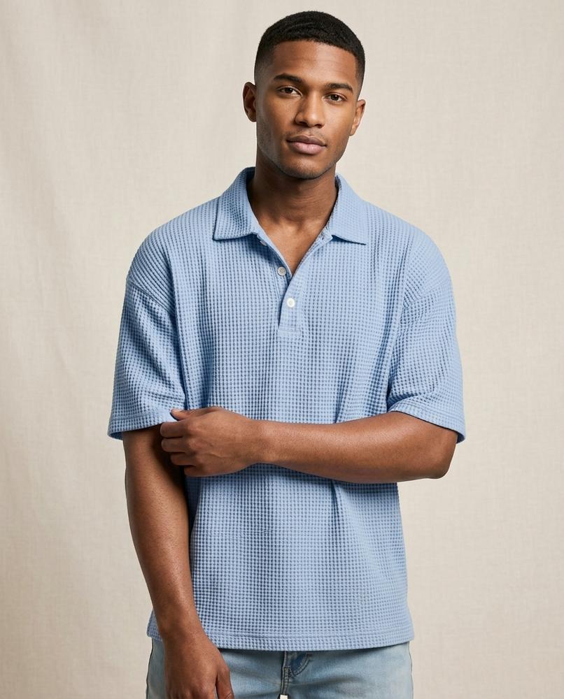 Lands Fashion - Ellan | Waffle-Knit Short-Sleeved Shirt Men