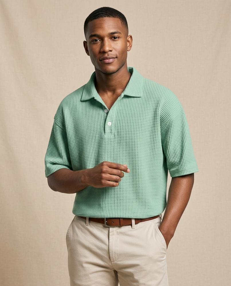 Lands Fashion - Ellan | Waffle-Knit Short-Sleeved Shirt Men