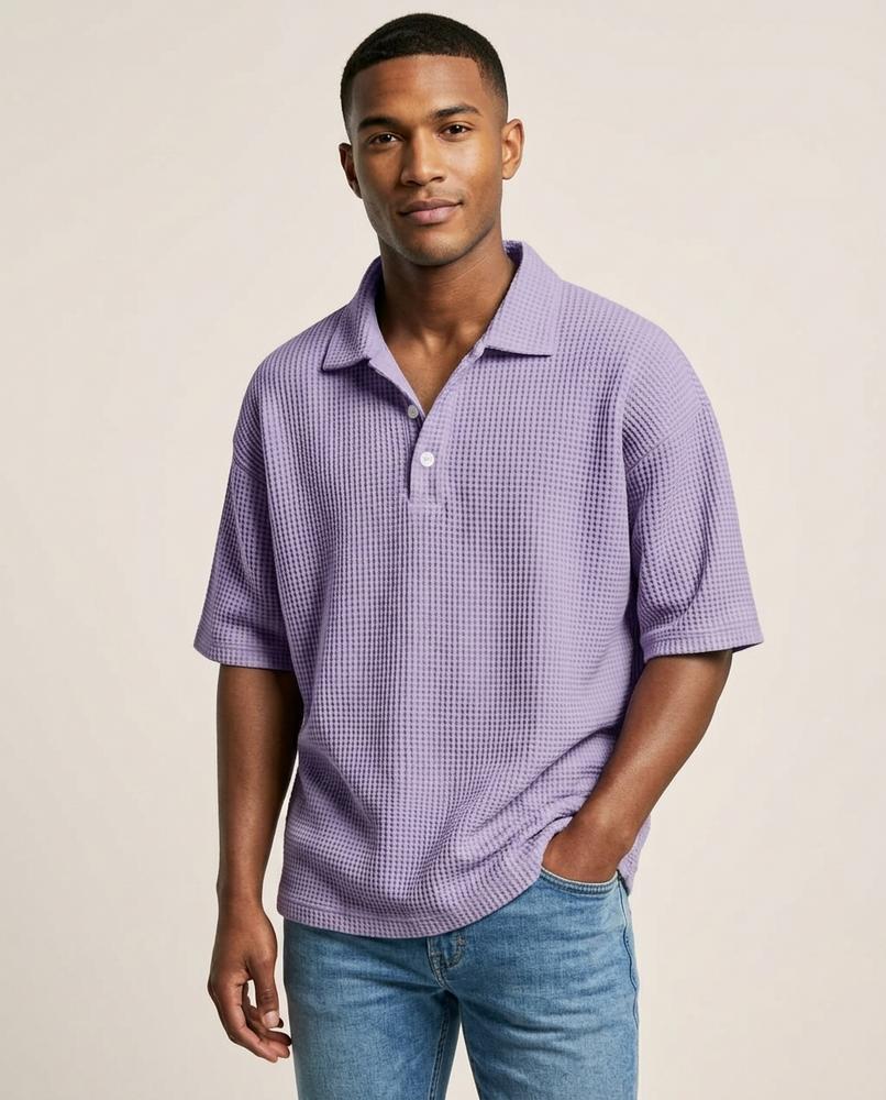 Lands Fashion - Ellan | Waffle-Knit Short-Sleeved Shirt Men
