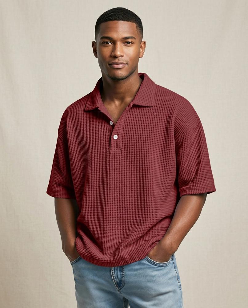 Lands Fashion - Ellan | Waffle-Knit Short-Sleeved Shirt Men