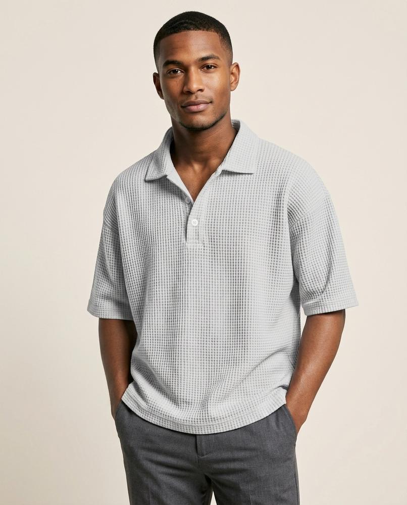 Lands Fashion - Ellan | Waffle-Knit Short-Sleeved Shirt Men