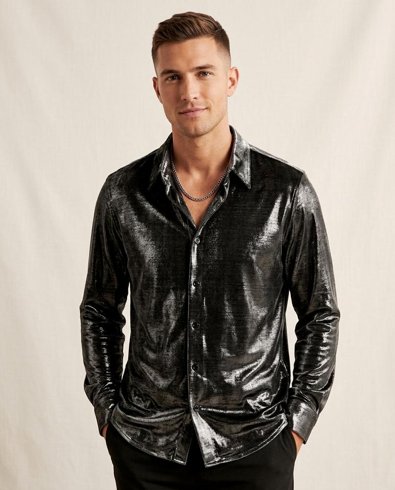 Lands Fashion - Keser | Metallic Textured Shirt Men