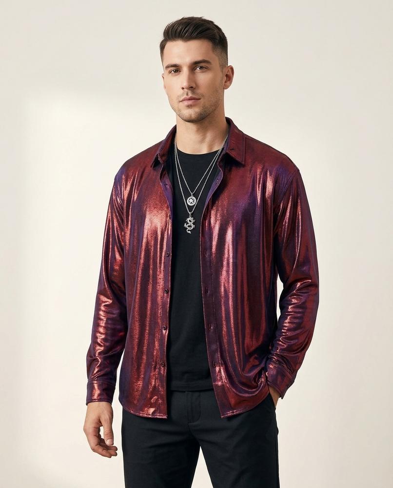 Lands Fashion - Keser | Metallic Textured Shirt Men