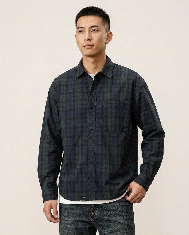Lands Fashion - Risen | Plaid Relaxed-Fit Shirt Men