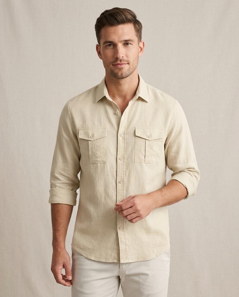 Lands Fashion - Niran | Long-Sleeve Two-Pocket Shirt Men
