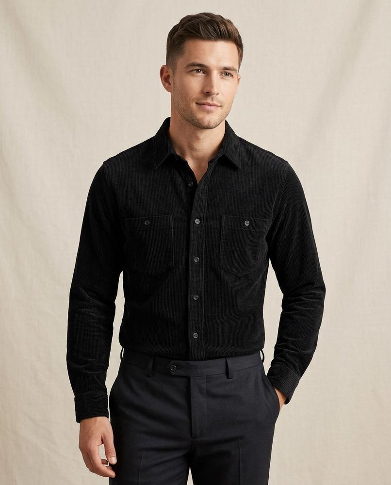 Lands Fashion - Timer | Corduroy Slim Fit Shirt Men