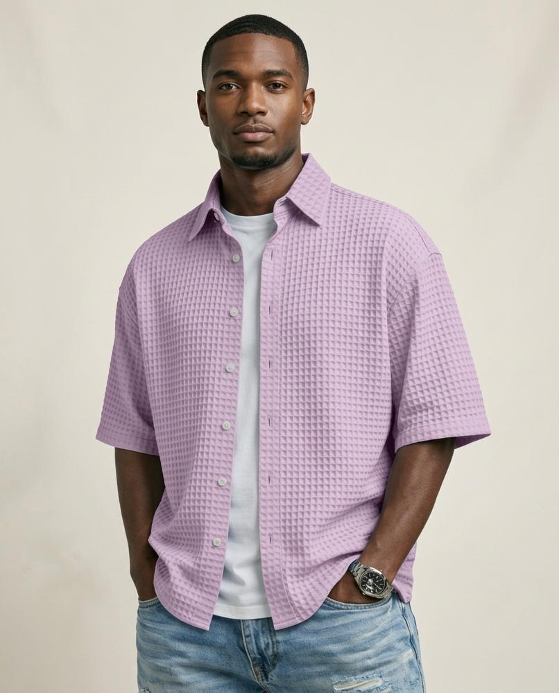 Lands Fashion - Vitor | Waffle-Knit Short-Sleeved Shirt Men