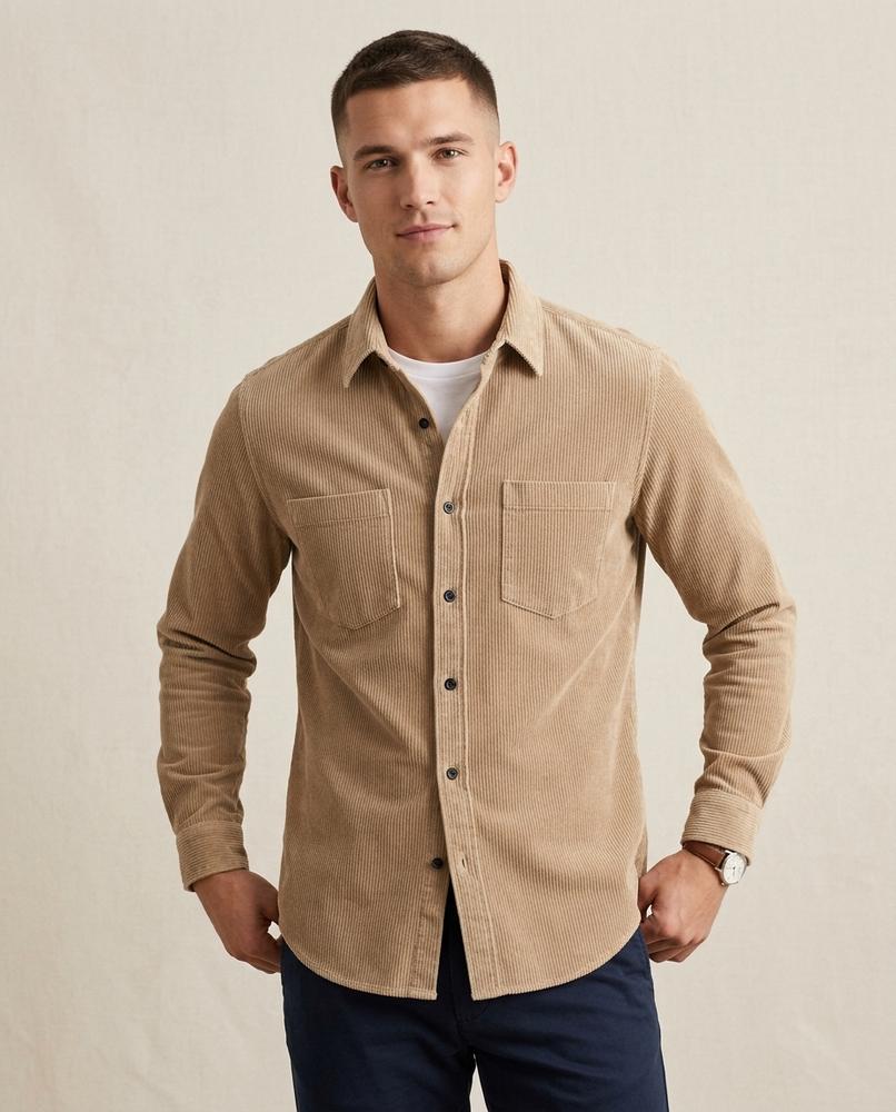 Lands Fashion - Timer | Corduroy Slim Fit Shirt Men