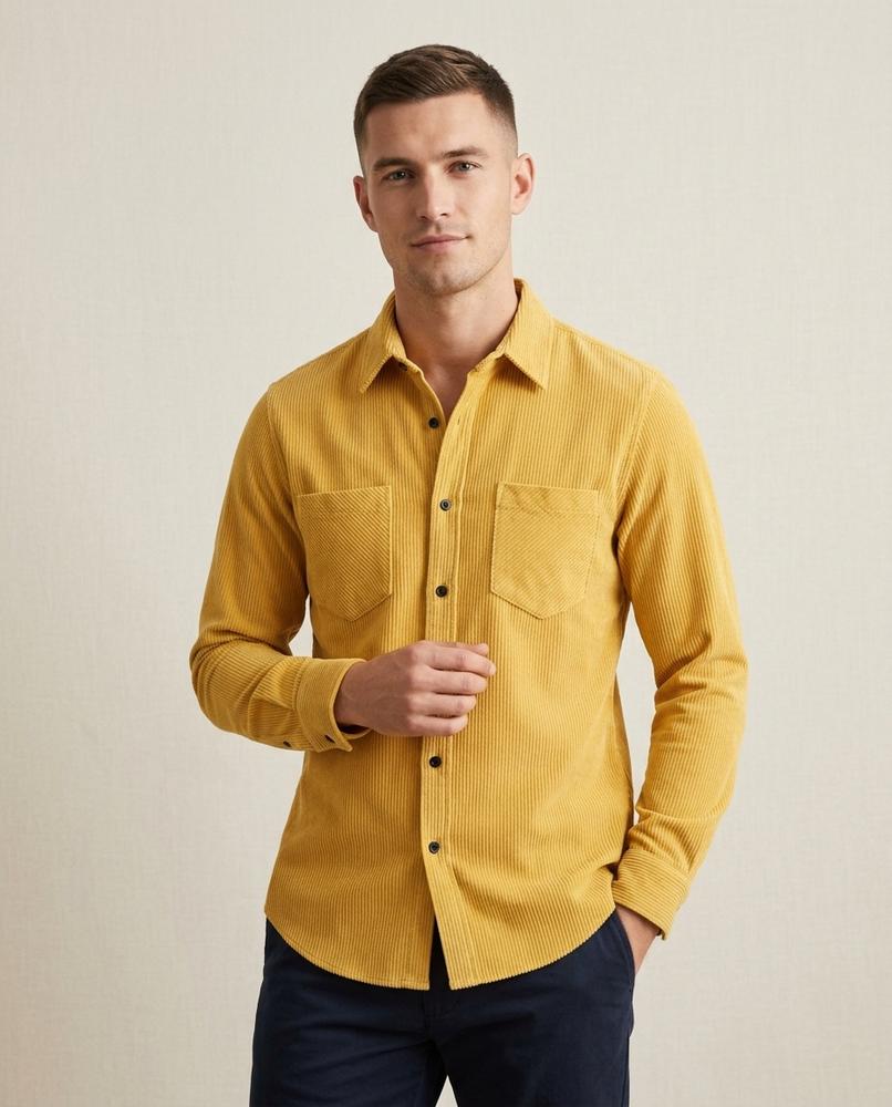 Lands Fashion - Timer | Corduroy Slim Fit Shirt Men