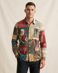 Lands Fashion - Zelen | Patchwork Button-Up Shirt Men