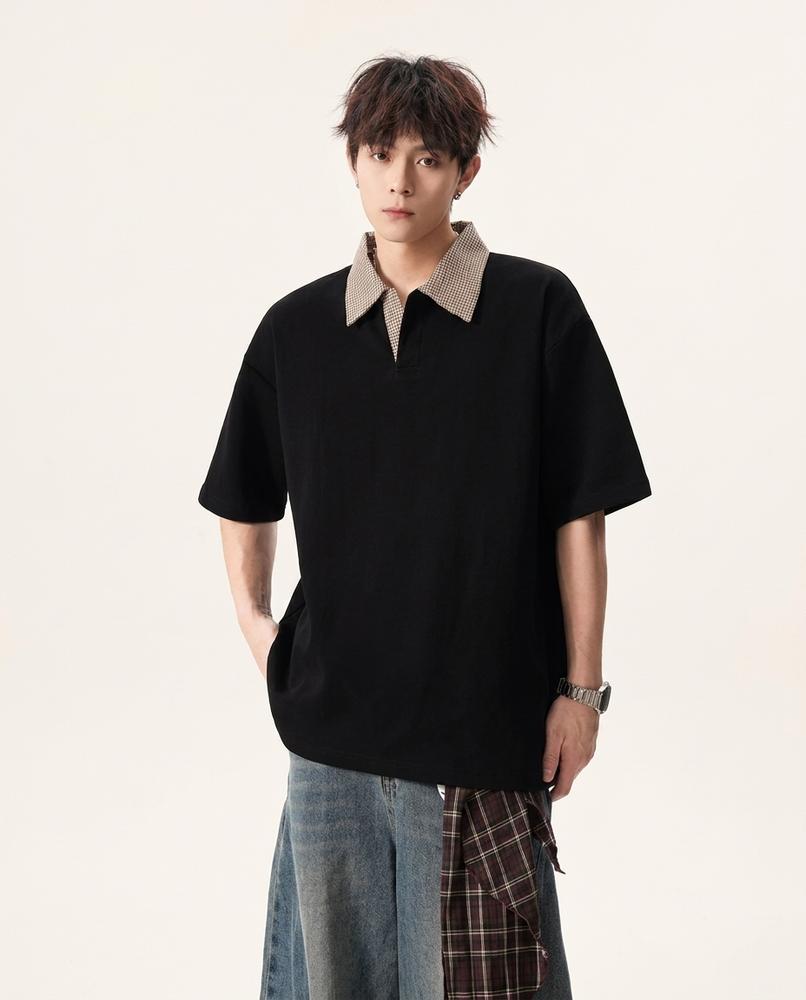 Lands Fashion - Elser | Oversized Contrast-Collar T-Shirt Men
