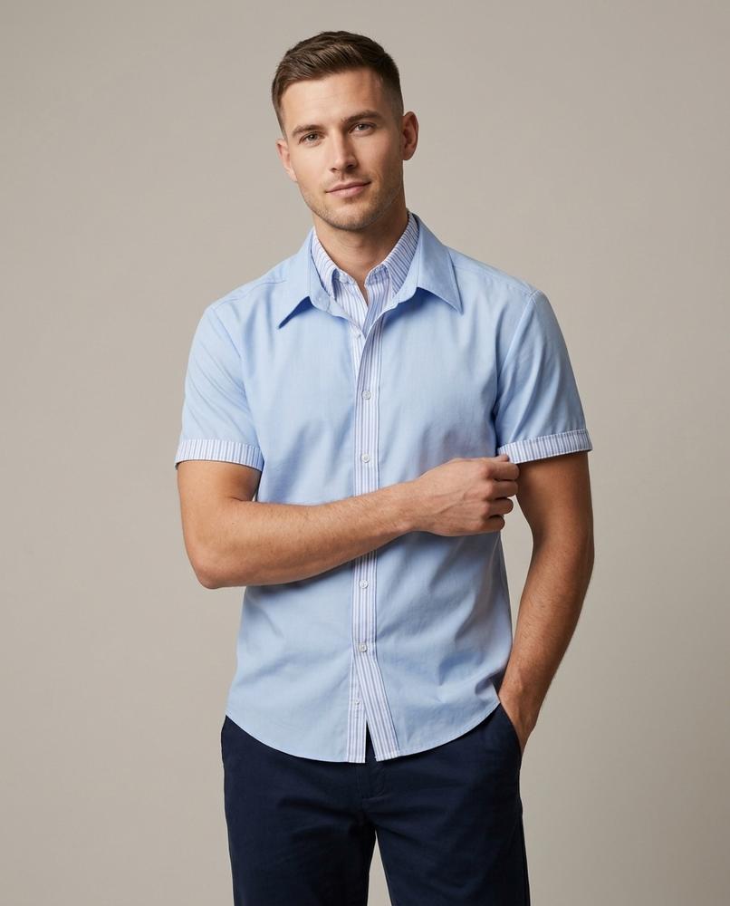 Lands Fashion - Tator | Short-Sleeved Striped-Accent Shirt Men