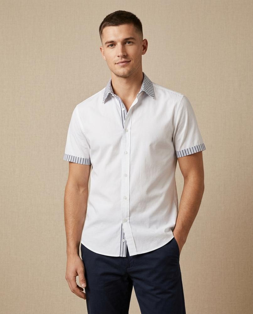 Lands Fashion - Tator | Short-Sleeved Striped-Accent Shirt Men
