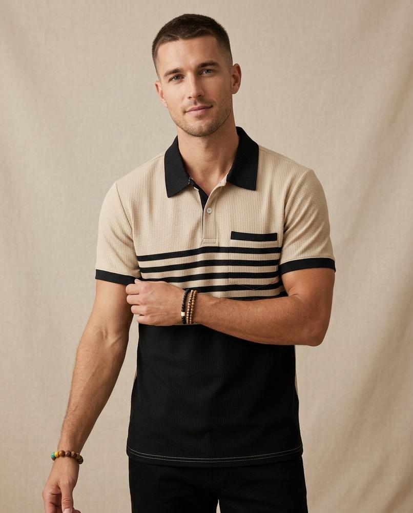 Lands Fashion - Lamar | Waffle-Knit Striped Shirt Men