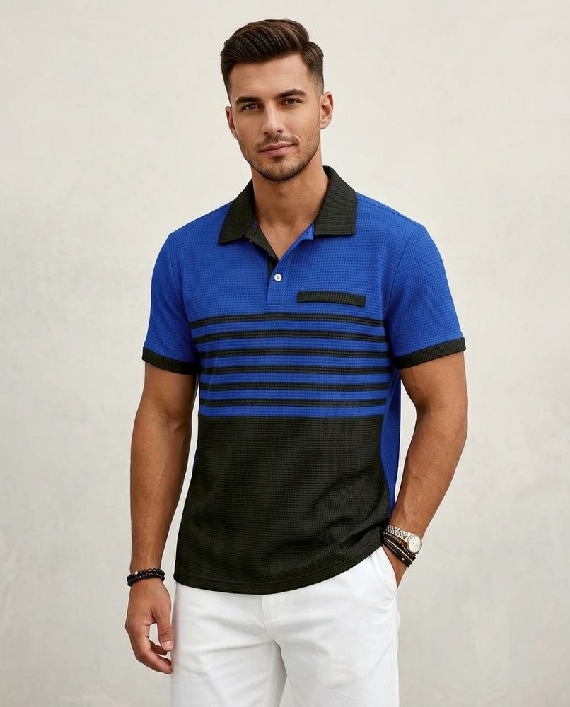 Lands Fashion - Lamar | Waffle-Knit Striped Shirt Men