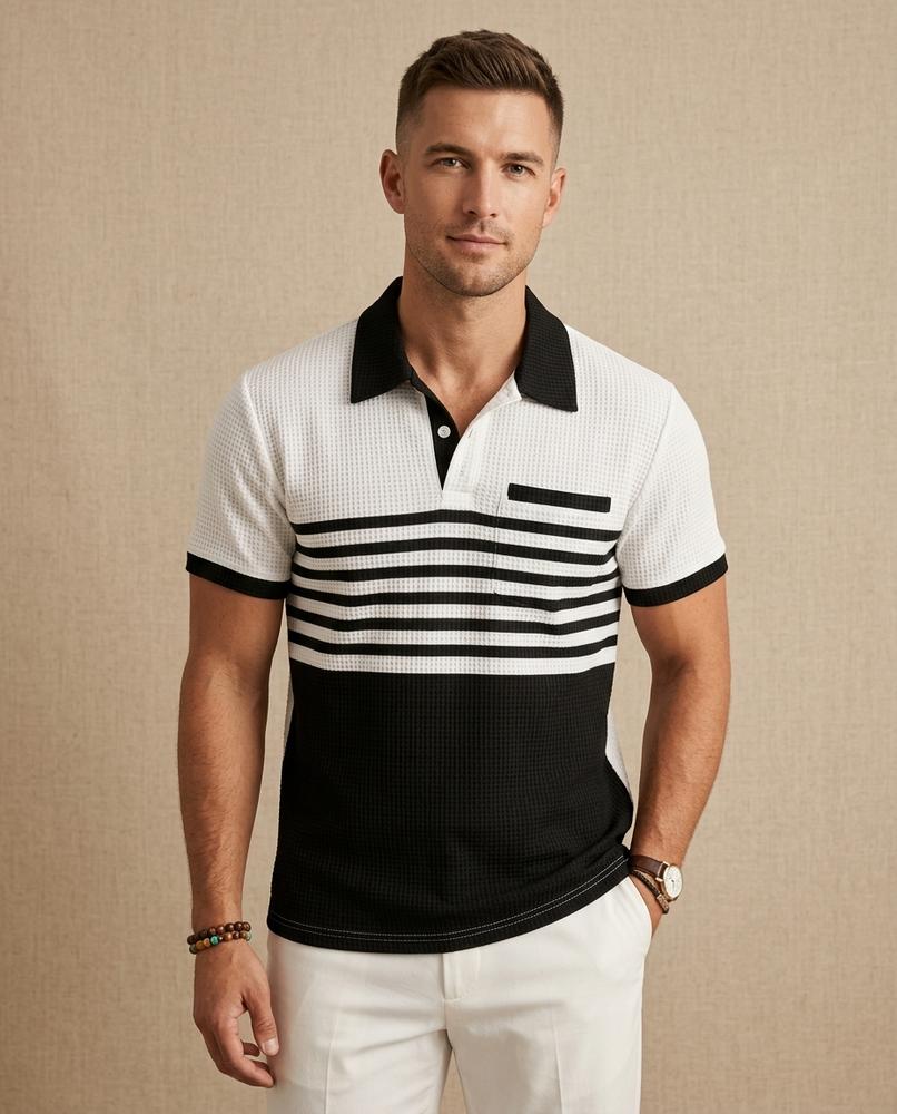 Lands Fashion - Lamar | Waffle-Knit Striped Shirt Men