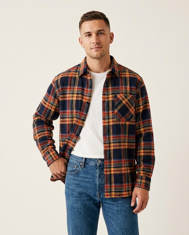Lands Fashion - Alrel | Plaid Long-Sleeved Shirt Men