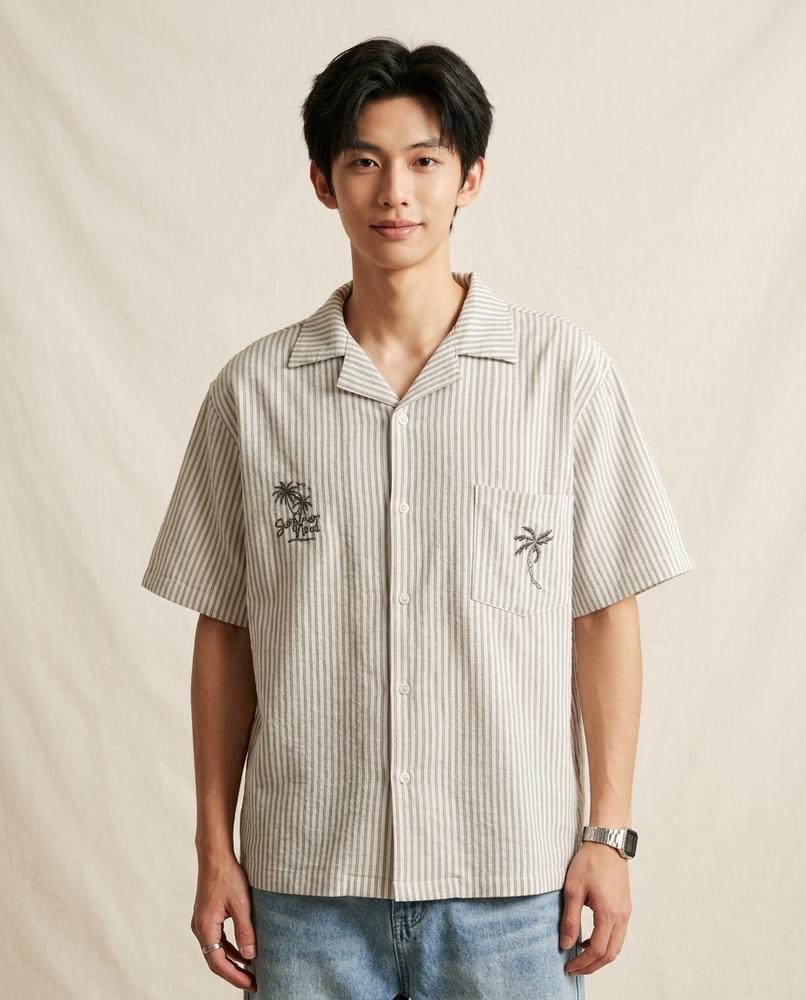 Lands Fashion - Sesel | Striped Embroidered Shirt Men