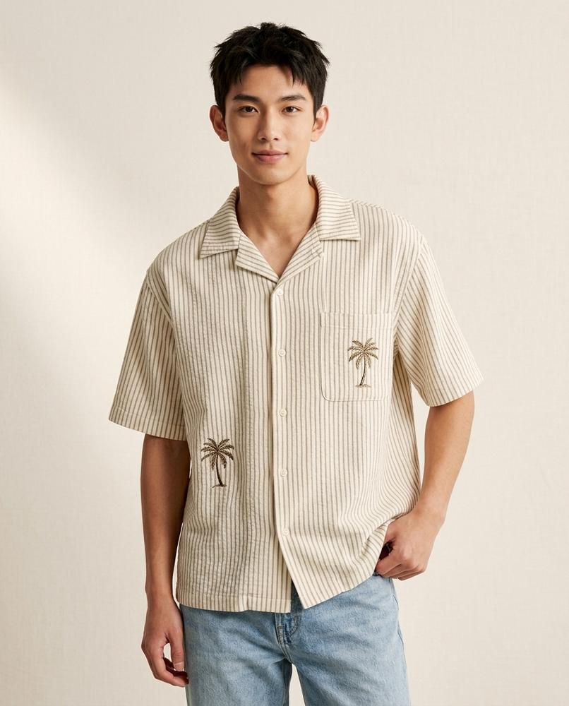Lands Fashion - Sesel | Striped Embroidered Shirt Men