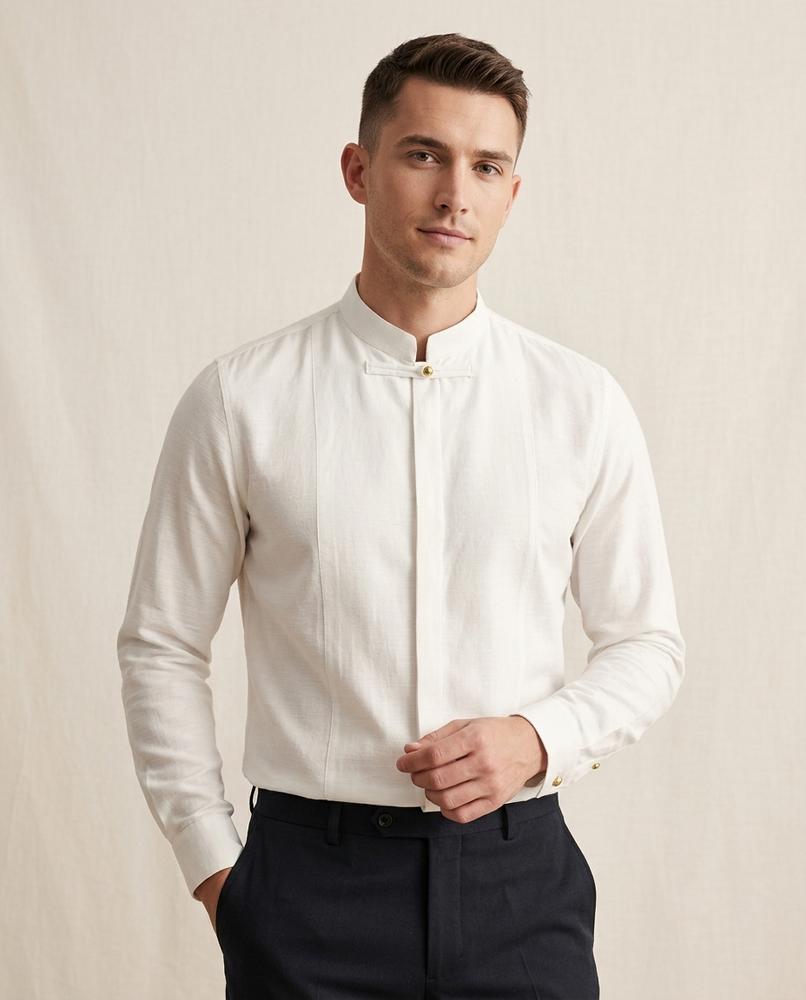 Lands Fashion - Vavin | Mandarin Collar Cotton Shirt Men