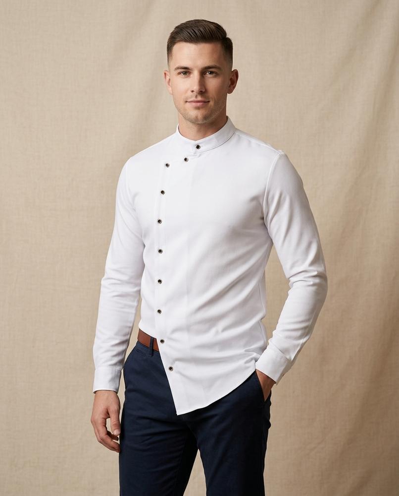 Lands Fashion - Nital | Asymmetrical Stand-Collar Shirt Men