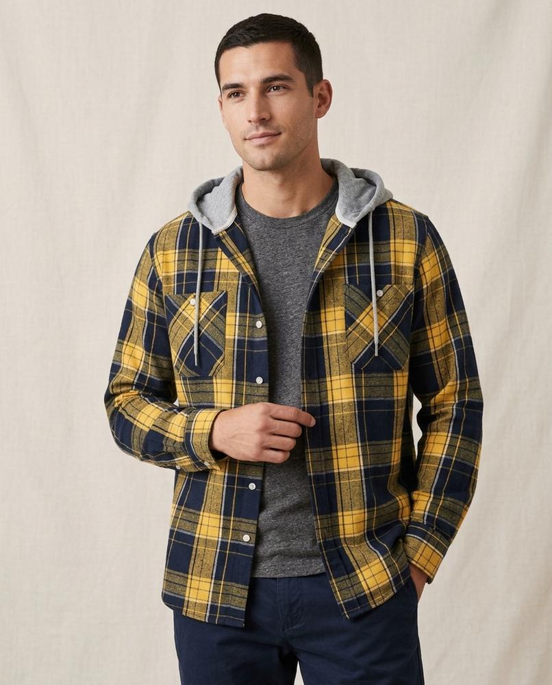 Lands Fashion - Lylar | Hooded Plaid Shirt Men