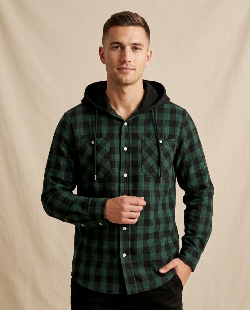 Lands Fashion - Lylar | Hooded Plaid Shirt Men