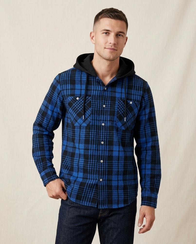 Lands Fashion - Lylar | Hooded Plaid Shirt Men