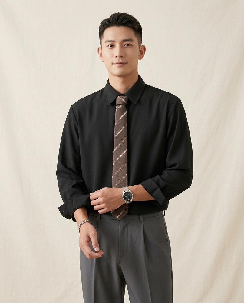 Lands Fashion - Rivin | Long-Sleeved Solid-Colored Shirt Men
