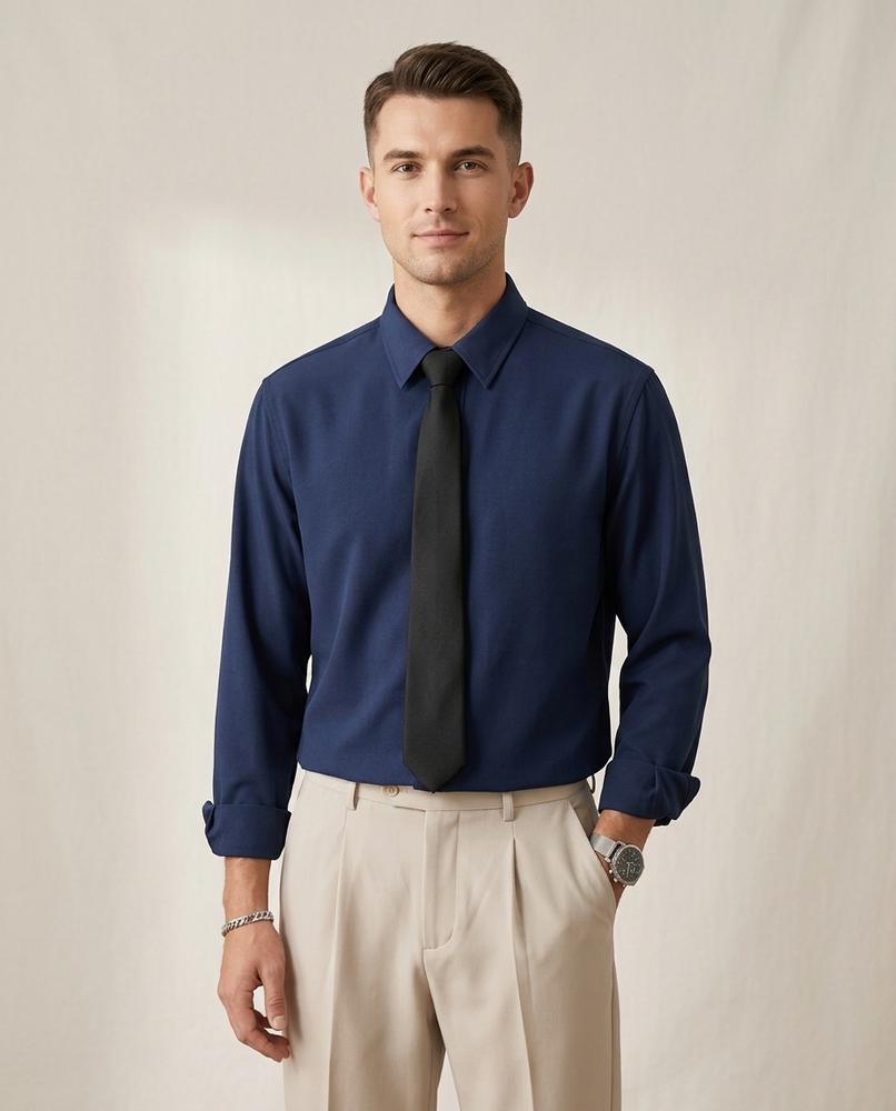 Lands Fashion - Rivin | Long-Sleeved Solid-Colored Shirt Men