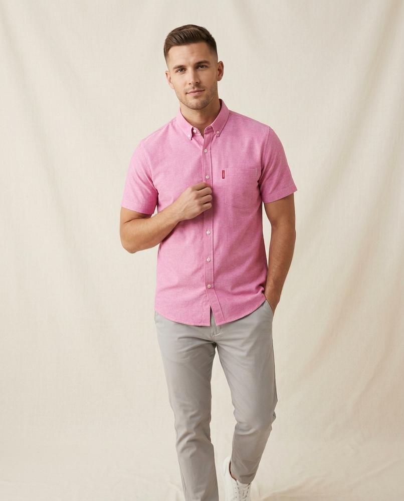 Lands Fashion - Daver | Short-Sleeved Slim-Fit Shirt Men