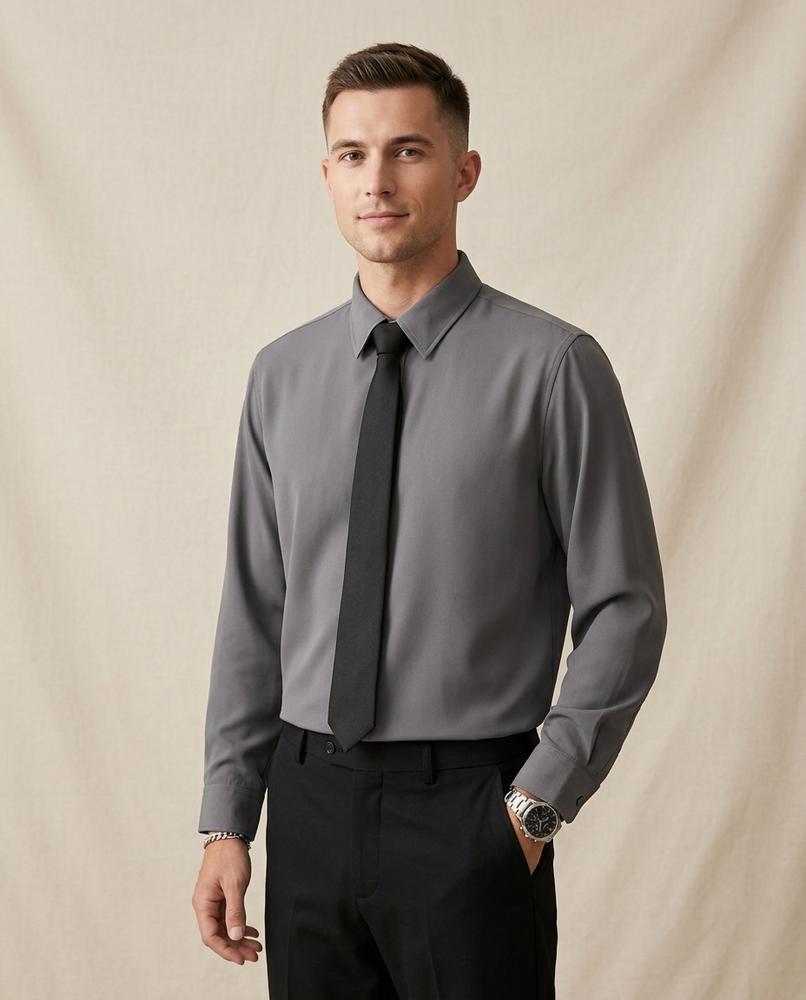 Lands Fashion - Rivin | Long-Sleeved Solid-Colored Shirt Men