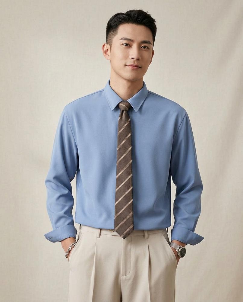 Lands Fashion - Rivin | Long-Sleeved Solid-Colored Shirt Men