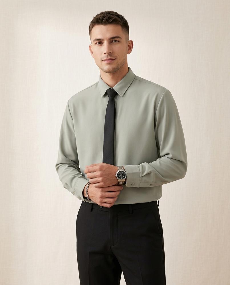 Lands Fashion - Rivin | Long-Sleeved Solid-Colored Shirt Men