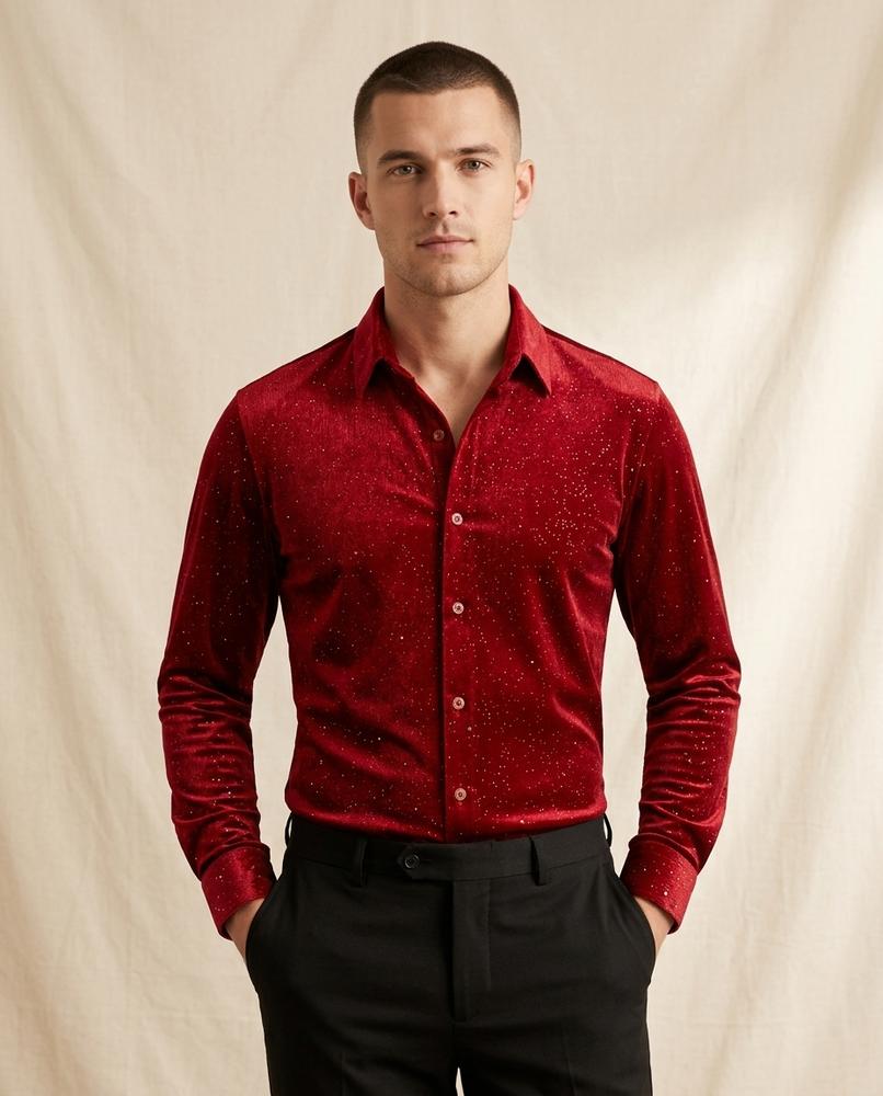Lands Fashion - Elnor | Ribbed Glittered Shirt Men