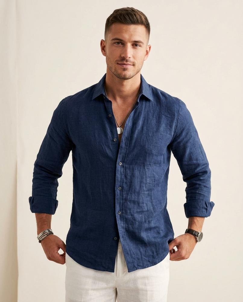 Lands Fashion - Senal | Linen Long-Sleeved Shirt Men
