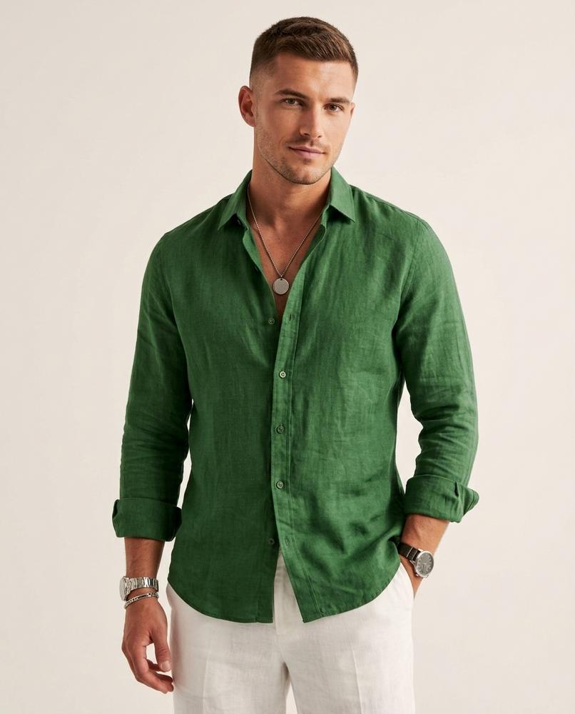 Lands Fashion - Senal | Linen Long-Sleeved Shirt Men