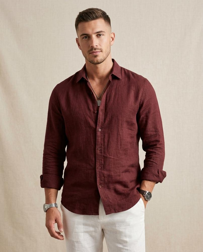Lands Fashion - Senal | Linen Long-Sleeved Shirt Men