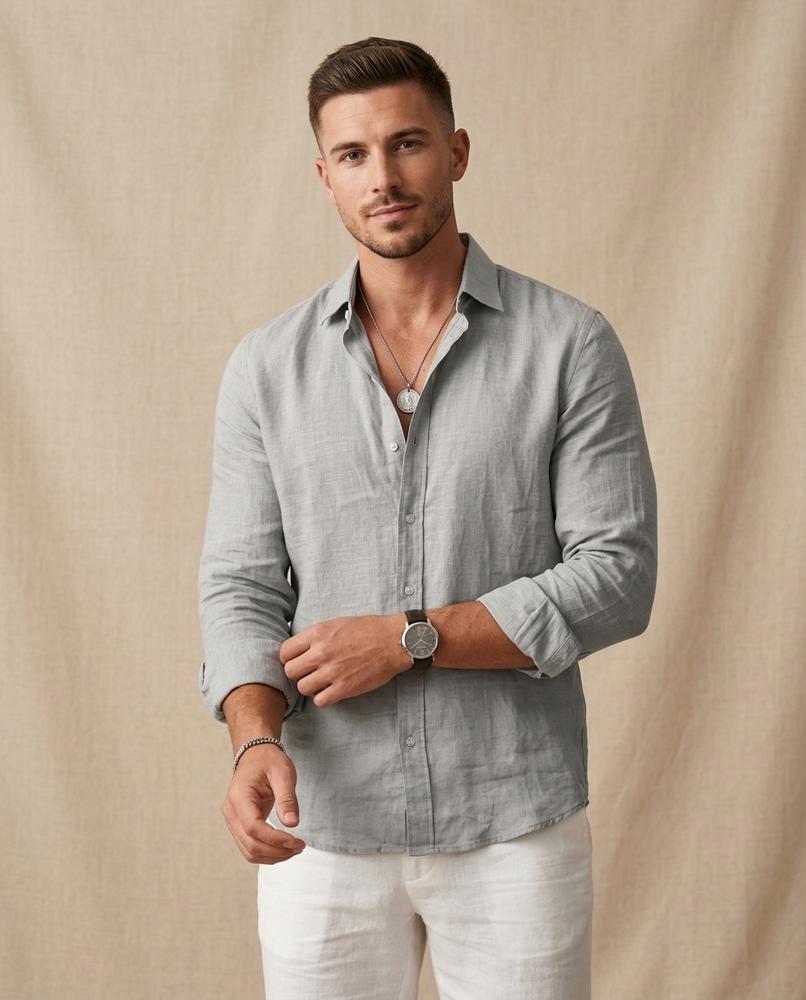Lands Fashion - Senal | Linen Long-Sleeved Shirt Men