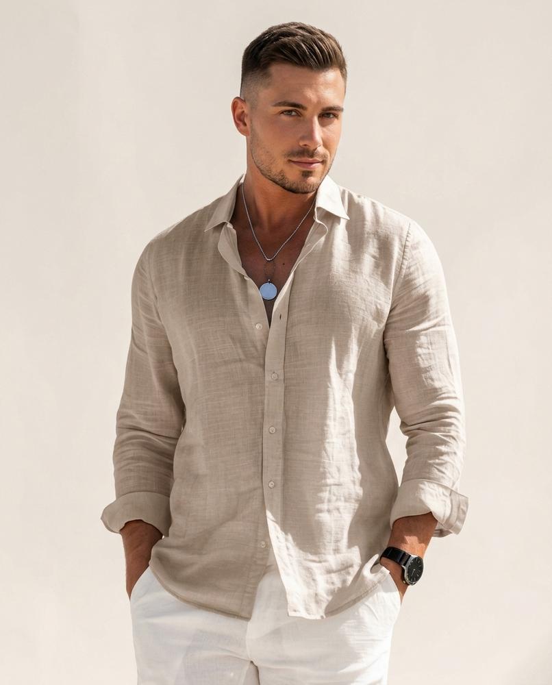 Lands Fashion - Senal | Linen Long-Sleeved Shirt Men