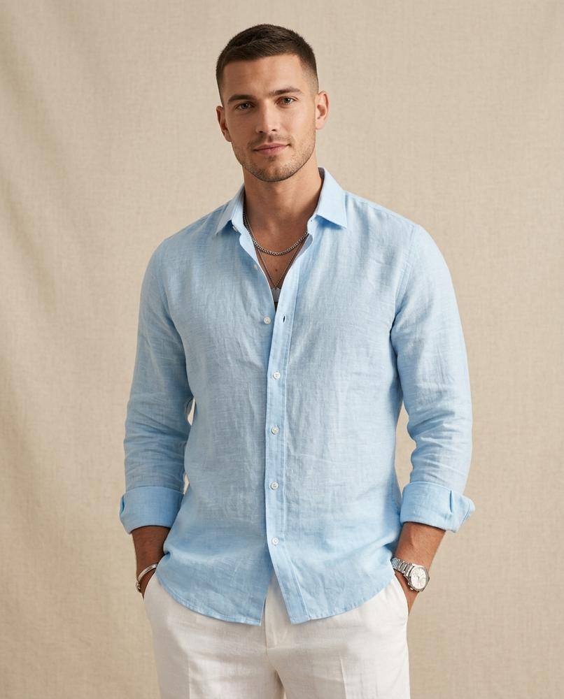 Lands Fashion - Senal | Linen Long-Sleeved Shirt Men