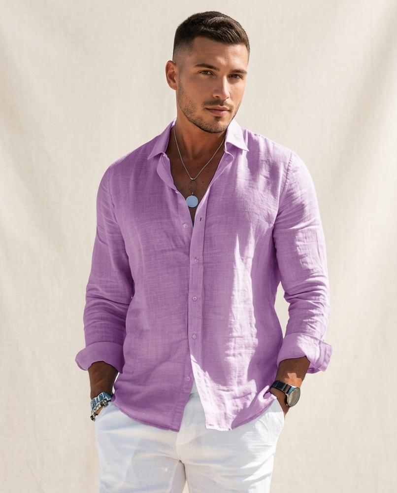 Lands Fashion - Senal | Linen Long-Sleeved Shirt Men